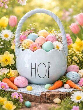 Rae Dunn “HOP” Baby Blue Easter Basket – Like New